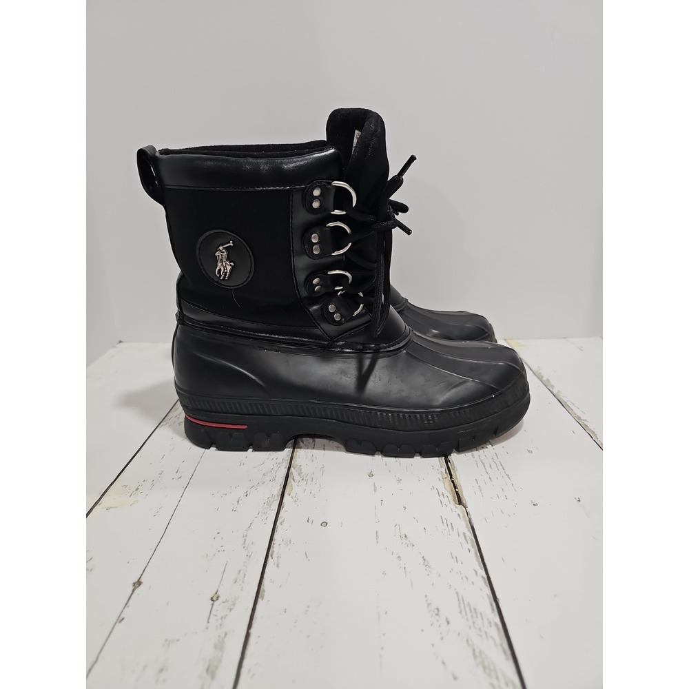 Polo Ralph Lauren Black Lace Up Winter Snow Boots Mens Size 11